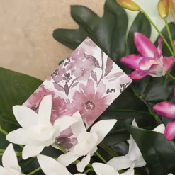 Artisan Gift Card & Envelope Pink Flowers Pk25 (10x6.5cmH)