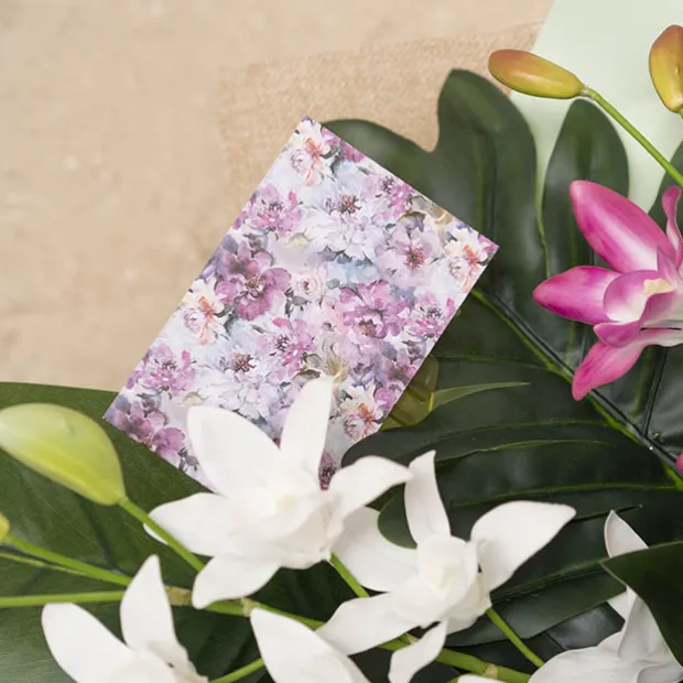 Artisan Gift Card & Envelope Flower Print Pk25 (10x6.5cmH)