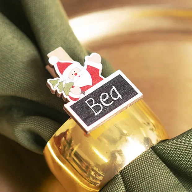 Assorted Blackboard Christmas Wooden Pegs Set 6 Red (14cmH)