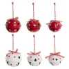 Assorted Hanging Iron Bells Set 14 Red & White (4-6cmD)