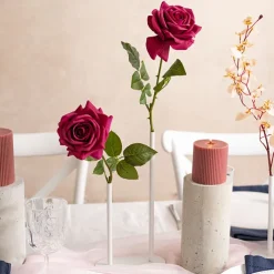 Asymmetrical Two Tube Metal Vase White (15x8x28cmH)