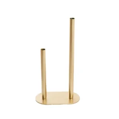 Asymmetrical Two Tube Metal Vase Gold (15x8x28cmH)