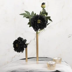 Asymmetrical Two Tube Metal Vase Gold (15x8x28cmH)