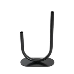 Asymmetrical U Shape Metal Tube Vase Black (18x8x28cmH)