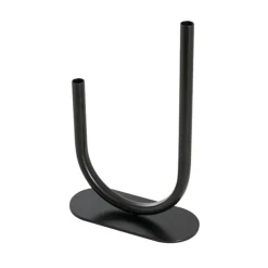 Asymmetrical U Shape Metal Tube Vase Black (18x8x28cmH)