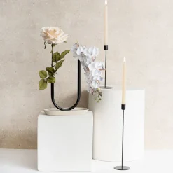 Asymmetrical U Shape Metal Tube Vase Black (18x8x28cmH)