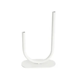 Asymmetrical U Shape Metal Tube Vase White (18x8x28cmH)