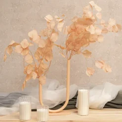 Asymmetrical U Shape Metal Tube Vase Peach Fuzz (18x8x28cmH)