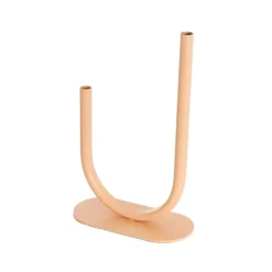 Asymmetrical U Shape Metal Tube Vase Peach Fuzz (18x8x28cmH)
