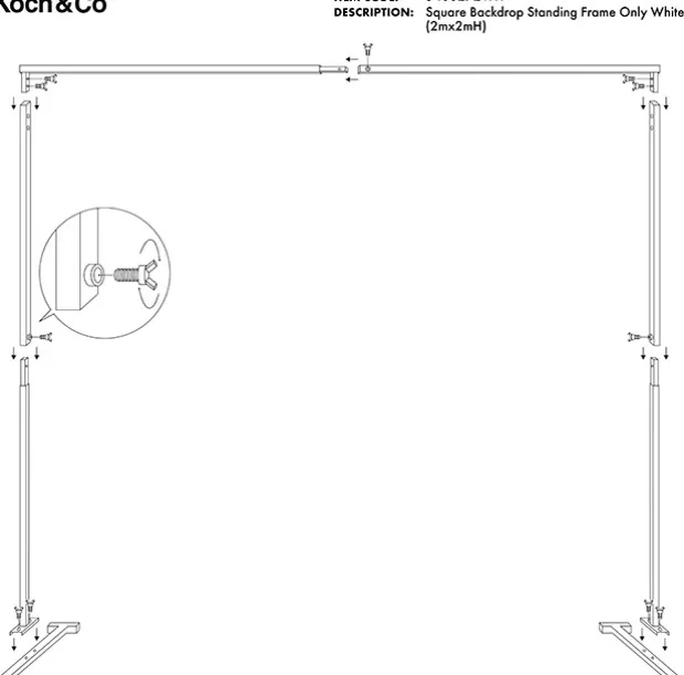 Backdrop Standing Frame Only White (2mx2mH)