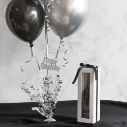 Balloon Weight Bursting Star Happy Bday Silver (35cmH)