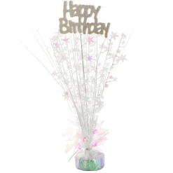 Balloon Weight Bursting Star Happy Bday Iridescent (35cmH)