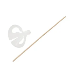 Bamboo Balloon Stick & PLA Cup Pack 25 White (40cmH)