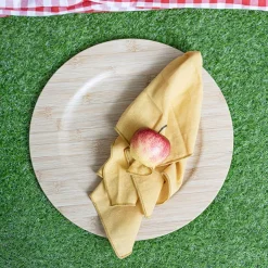 Bamboo Wood Look Charger Plate Pack 4 Natural (33cmD)