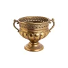 Baroque Metal Urn w Handle Brushed Gold (37.5x28.5x27cm)