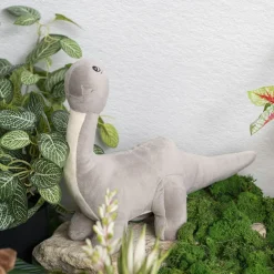 Bash Brontosaurus Dinosaur Plush Toy Grey (33x28cmHT)