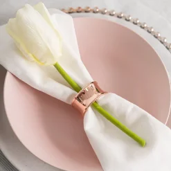 Beaded Edge Napkin Ring Pack 4 Rose Gold (4.5cmD)