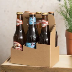 Beer Caddy Holder 6 Bottles Kraft Brown (18x12x22cmH)