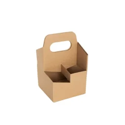 Beer Caddy Holder 4 Bottles Kraft Brown (12x12x22cmH)