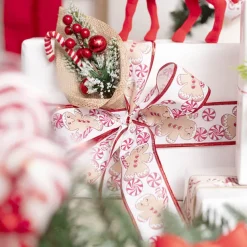 Bell Berry & Pine Burlap Pick Pack 3 Red (26cmH)