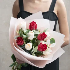 Bella Real Touch Rose Bud Dark Red (60cmH)