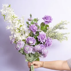 Bella Real Touch Rose Full Bloom Lge Soft Purple (12Dx65cmH)