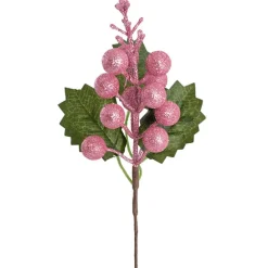 Berry Cluster Picks Pack 6 Glitter Pink (22cmH)