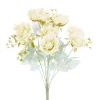 Blooming Garden Rose 11 Head Bouquet White (51cmH)