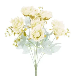 Blooming Garden Rose 11 Head Bouquet White (51cmH)