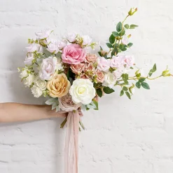 Blooming Garden Rose 11 Head Bouquet White (51cmH)