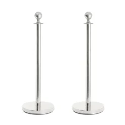 Bollard Post Pole Set 2 Silver (32cmDx95cmH)