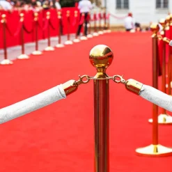 Bollard Post Rope Barrier White & Gold (3cmDx150cmL)