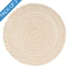 Braided Edge Table Placemat Set 2 Round Cream (38cmD)