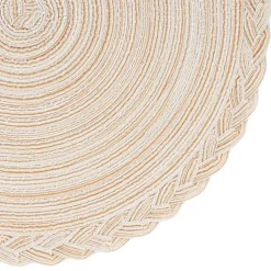 Braided Edge Table Placemat Set 2 Round Cream (38cmD)