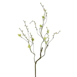 Branch w White Flower Bud & Leaves Brown (79cmH)