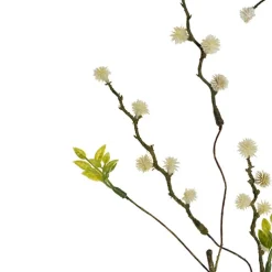 Branch w White Flower Bud & Leaves Brown (79cmH)