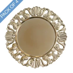 Brocade Pattern Edge Charger Plate Pack4 Chrome Gold(32.5cmD