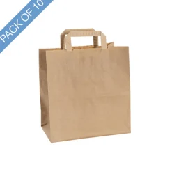 Brown Kraft Take Away Paper Bag Pk10 (280Wx170Gx290mmH)