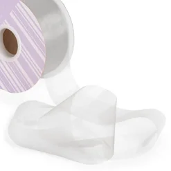 Bulk Organza Ribbon Cut Edge Silver (50mmx100m)