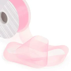Bulk Organza Ribbon Cut Edge Baby Pink (50mmx100m)
