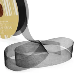 Bulk Organza Ribbon Cut Edge Black (25mmx100m)