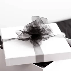 Bulk Organza Ribbon Cut Edge Black (25mmx100m)