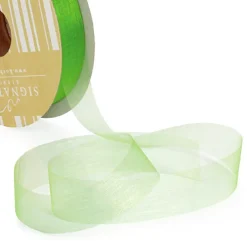 Bulk Organza Ribbon Cut Edge Lime (25mmx100m)