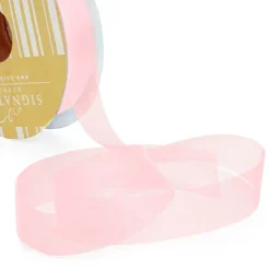 Bulk Organza Ribbon Cut Edge Baby Pink (25mmx100m)