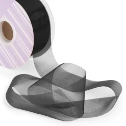 Bulk Organza Ribbon Cut Edge Black (50mmx100m)
