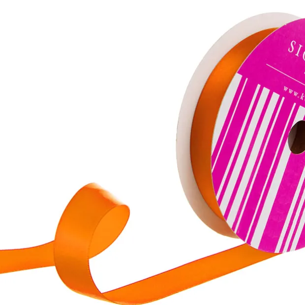 Bulk Ribbon Single Face Satin Orange (25mmx50m)