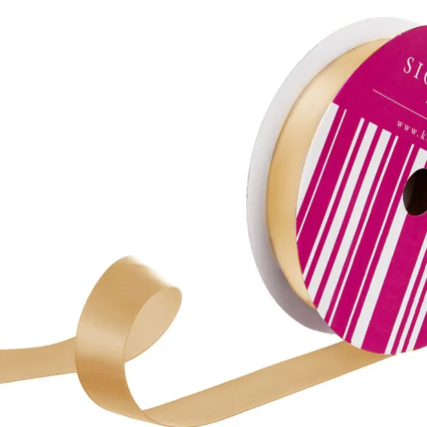 Bulk Ribbon Single Face Satin Nude Natural (25mmx50m)