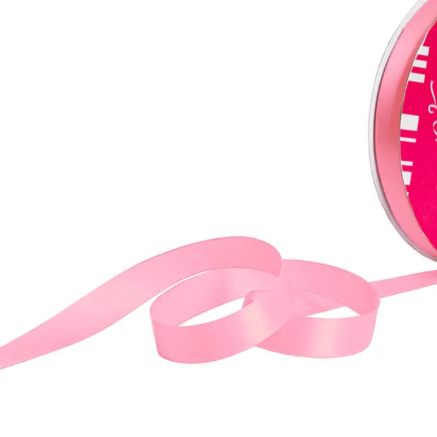 Bulk Ribbon Single Face Satin Mid Pink (15mmx50m)