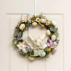 Bunny Easter Egg Fern Wreath Multi Colour (42cmD)
