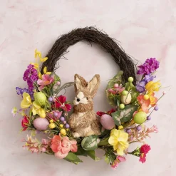 Bunny Egg Floral Rattan Wreath Multi Colour (45.5cmD)